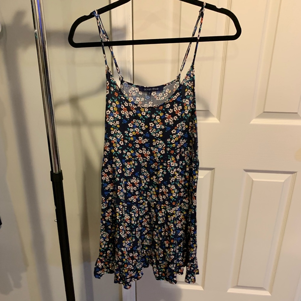 Navy Floral Flowy Dress
